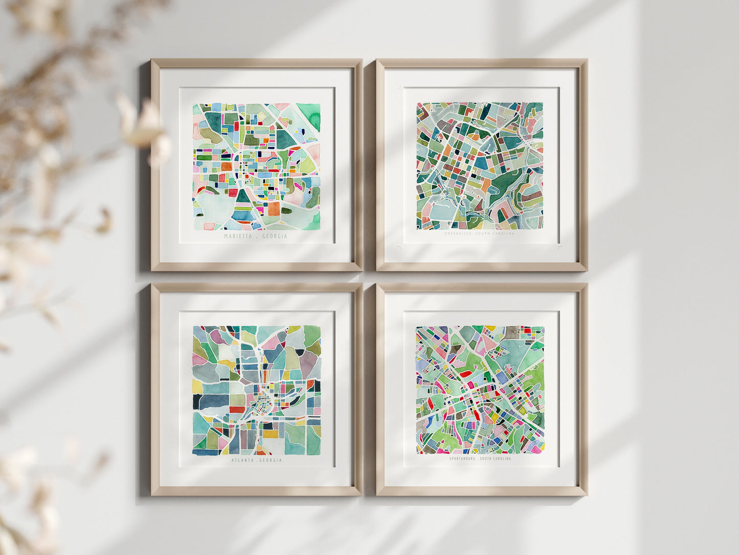 Spartanburg, SC map | South Carolina watercolor painting | Housewarming gift