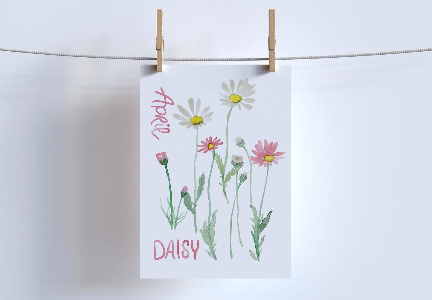 Daisy birth flower simple watercolor painting | April birthday wall art | Mother's Day gift for her