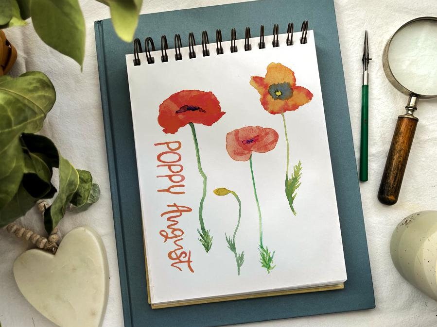 Poppy birth flower simple watercolor print | August birthday month art | Mother's Day gift for her