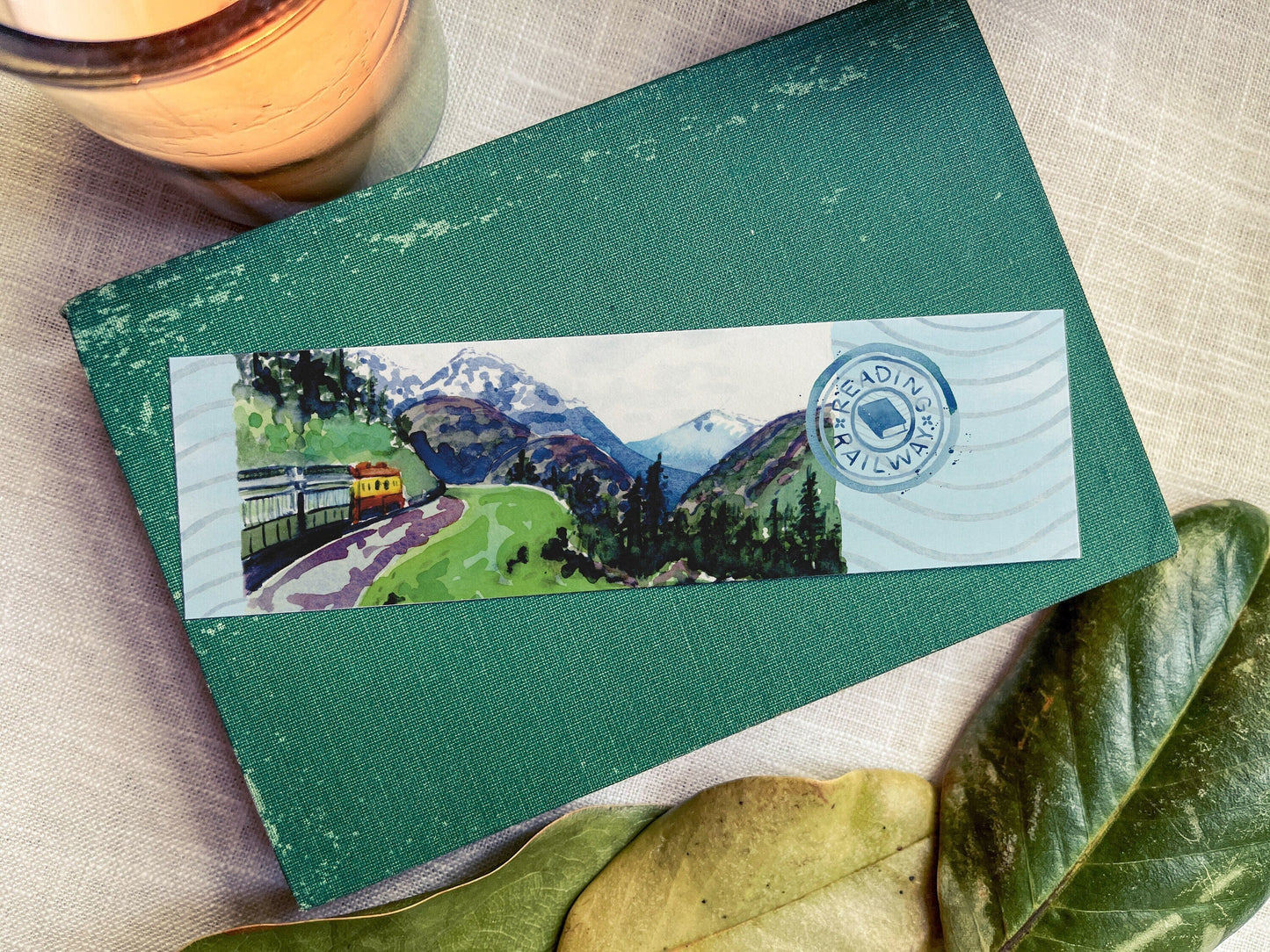 Train & mountain bookmark | Gift for booklovers | Travel inspired Reading Railway bookmark