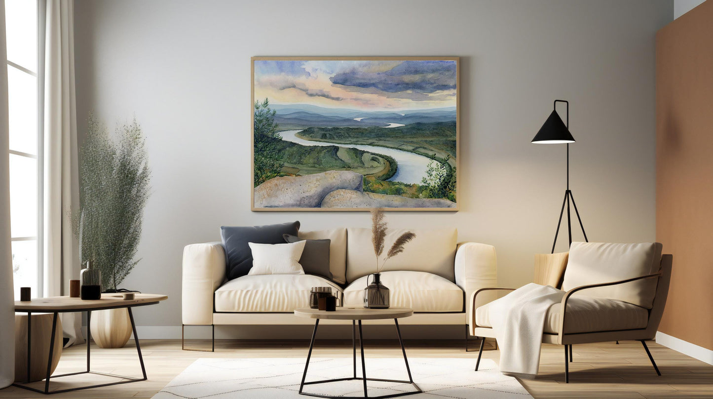 Point Park Lookout Mountain landscape painting | Moccasin Bend Chattanooga wall art | Tennessee River art work