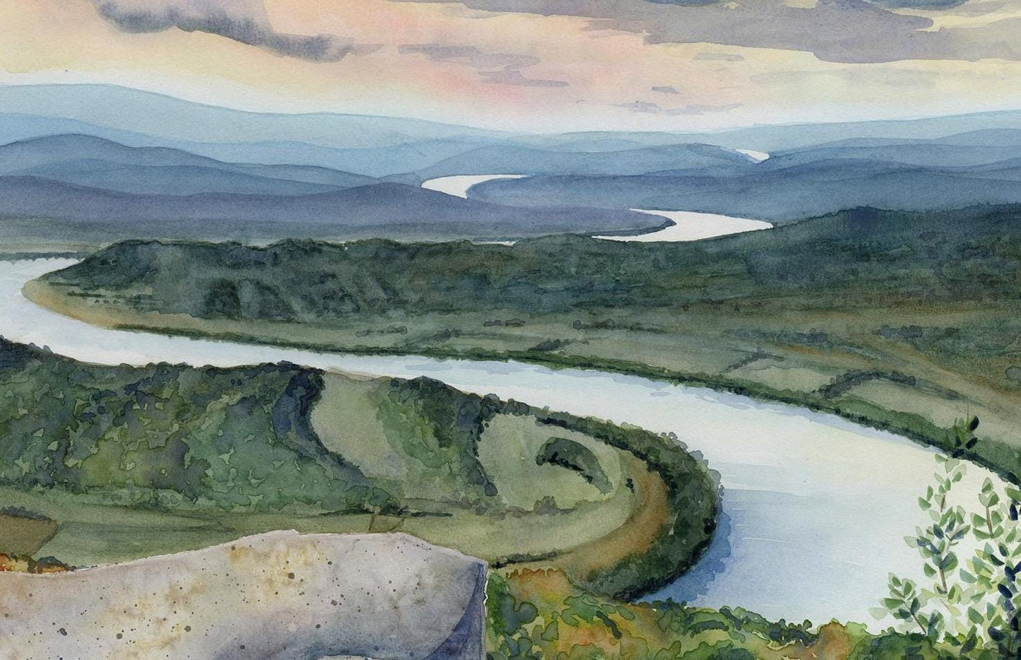 Point Park Lookout Mountain landscape painting | Moccasin Bend Chattanooga wall art | Tennessee River art work