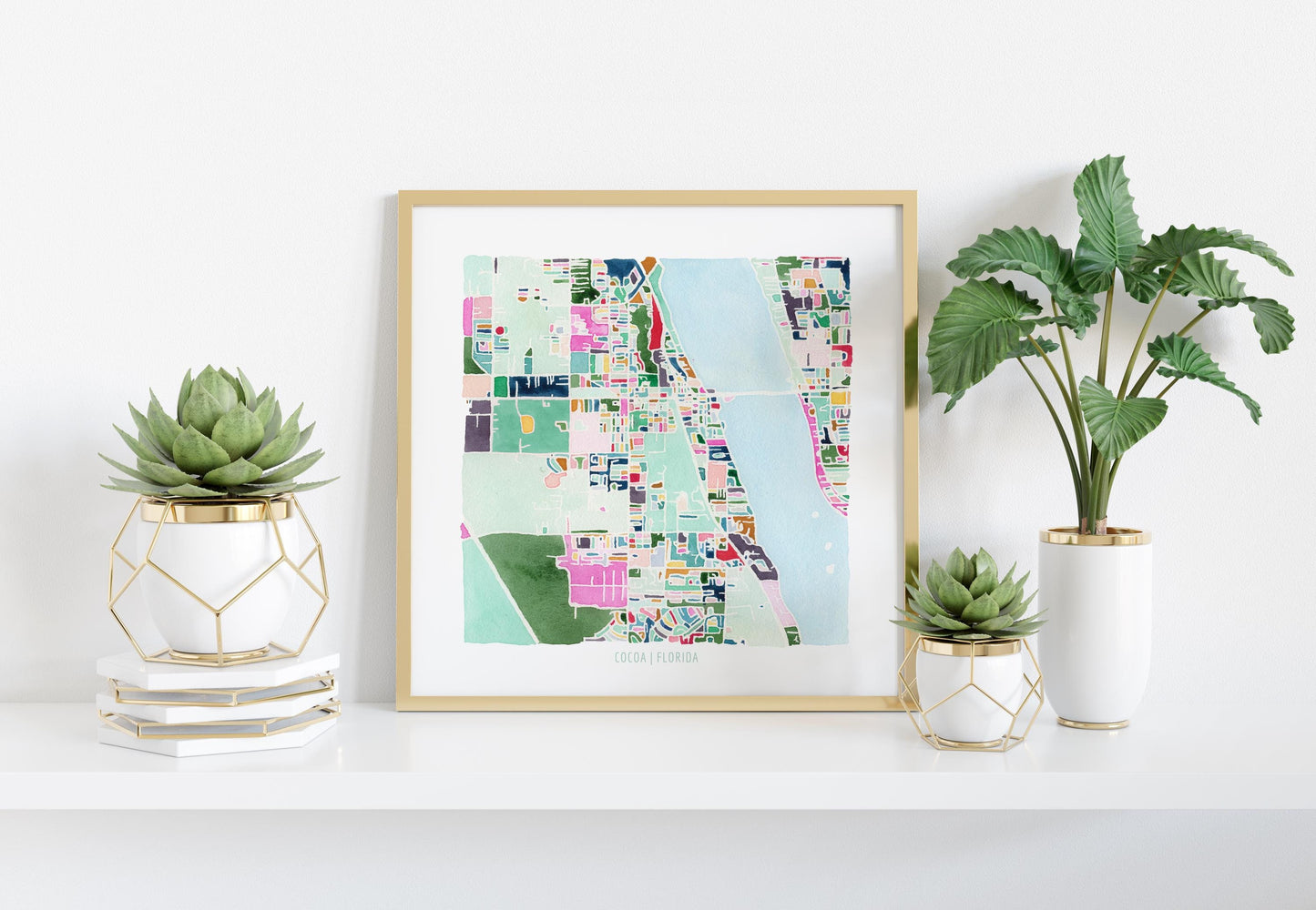 Cocoa, FL city map | Florida abstract painting | Colorful street map