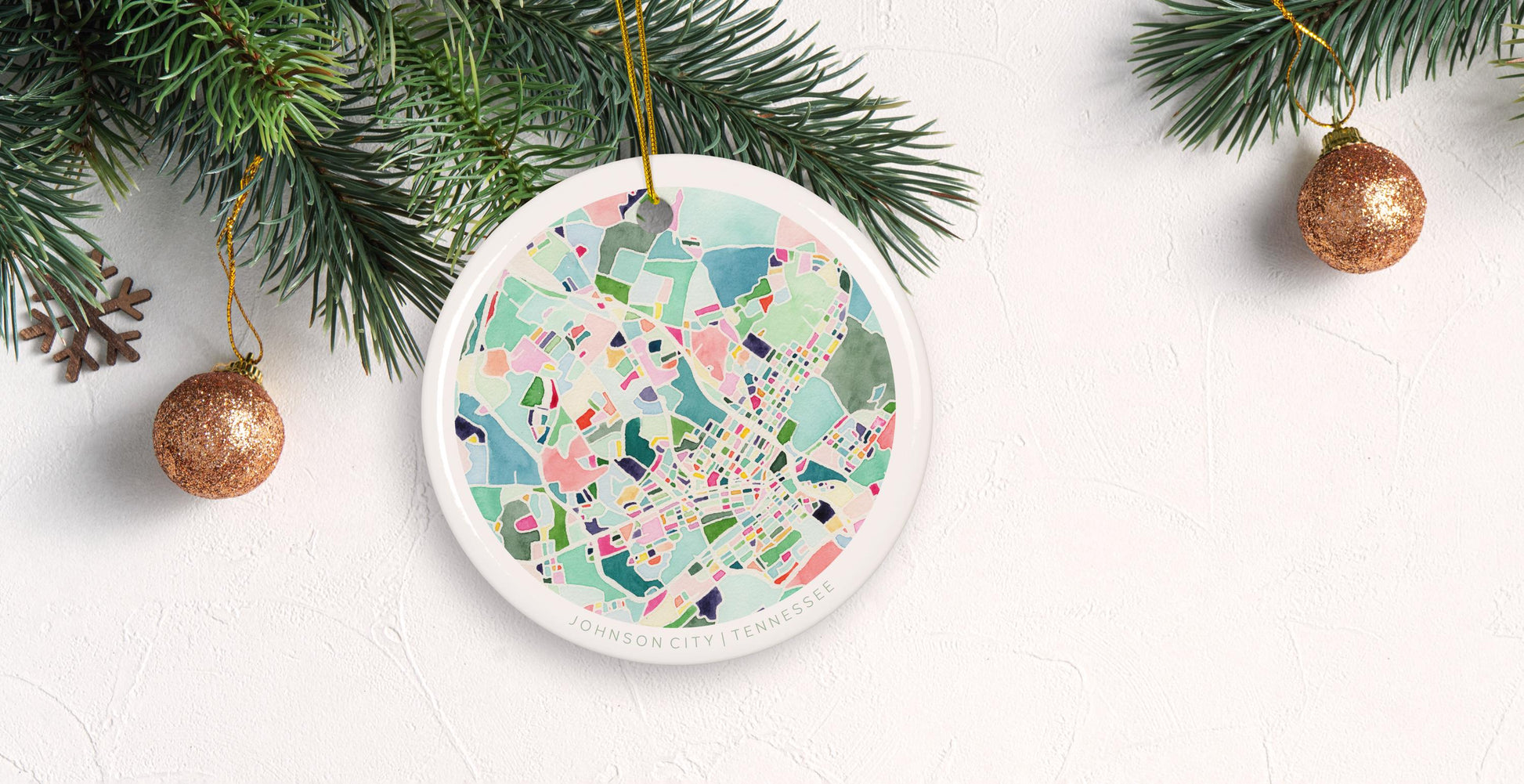 Johnson City TN Christmas Ornament | Elegant Ceramic Holiday Decoration