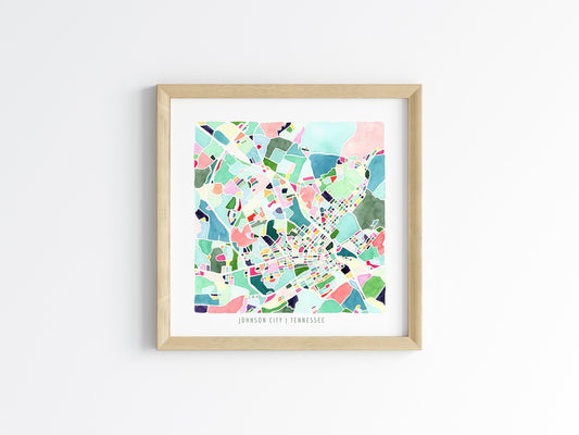 NEW Johnson City, TN city map | Tennessee abstract painting | Mosaic street map