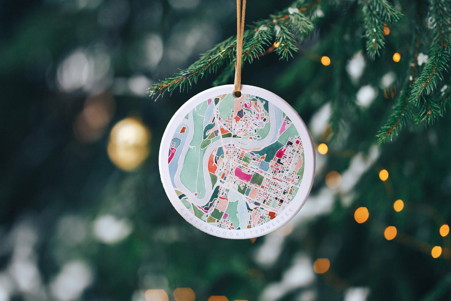 Chattanooga TN Christmas Ornament | Elegant ceramic holiday decoration