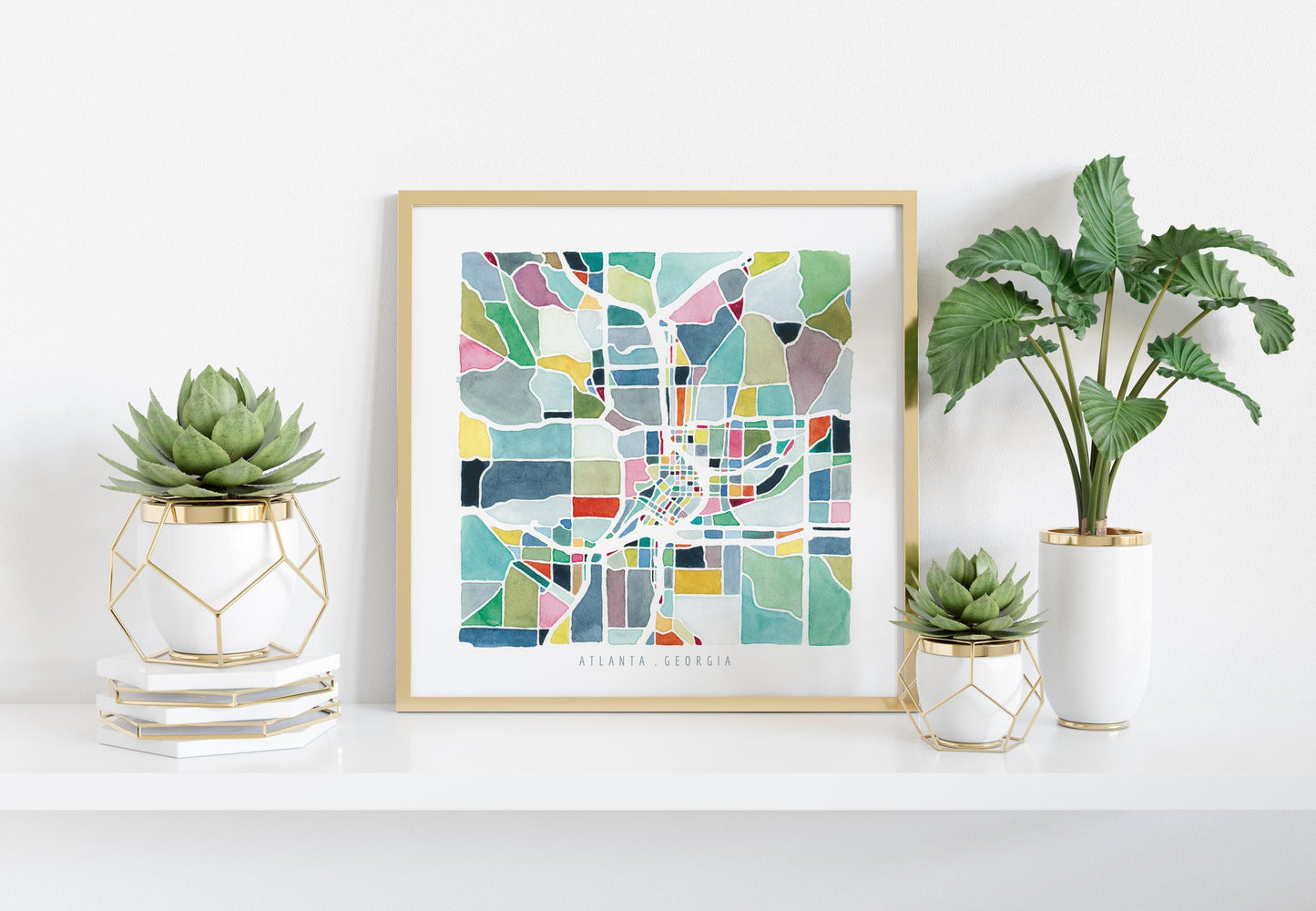 Atlanta, GA map | Georgia watercolor painting | Abstract art | Housewarming gift