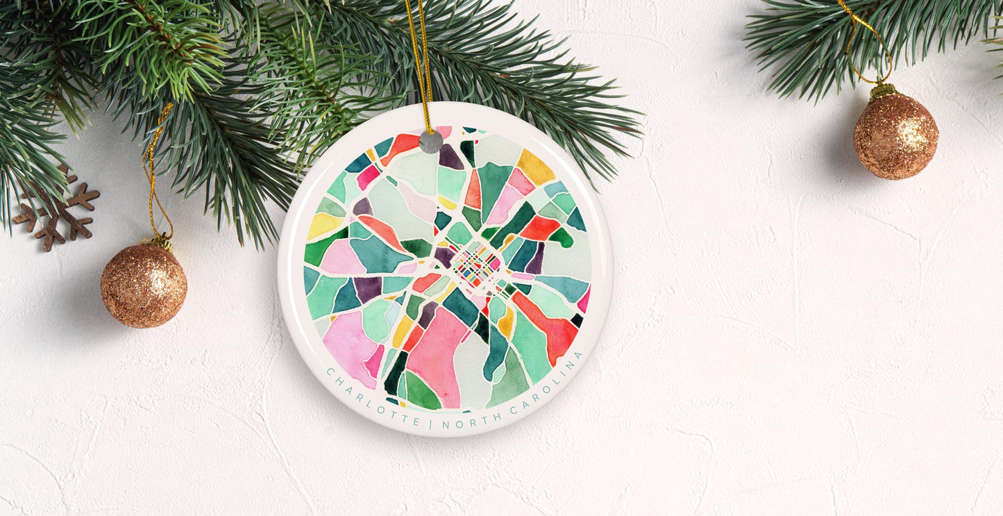 Charlotte NC Christmas Ornament | Elegant ceramic holiday decoration