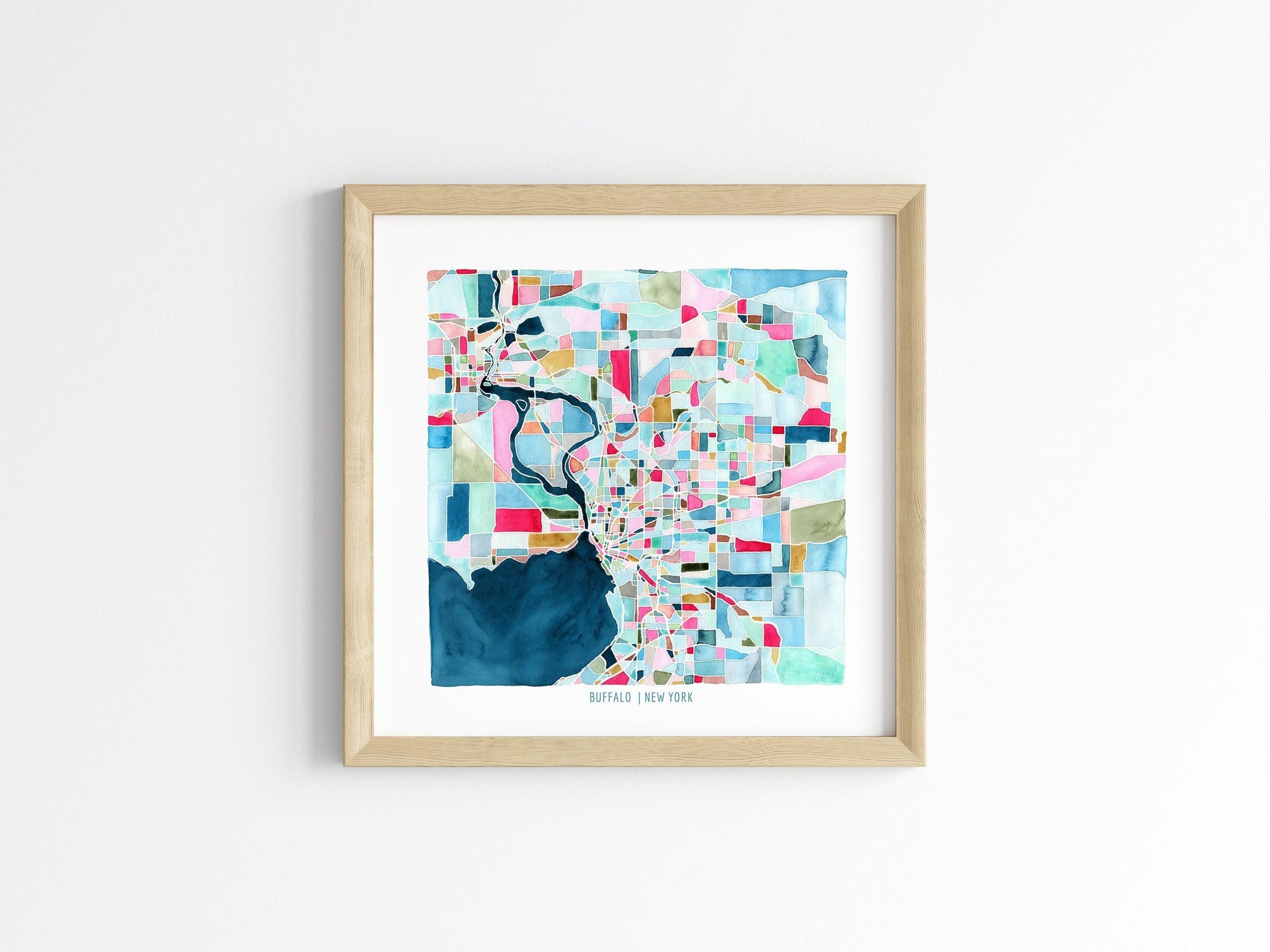 Buffalo, NY city map | Niagara Falls, New York abstract painting | Maximalist street map