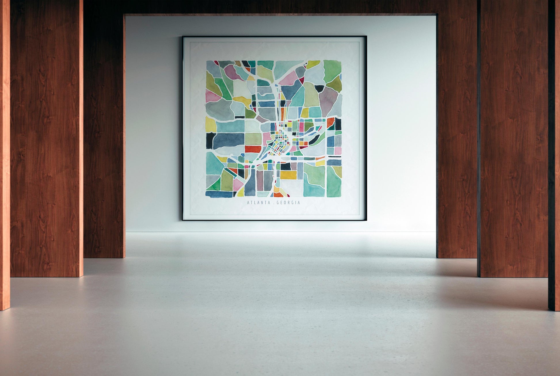 Atlanta, GA map | Georgia watercolor painting | Abstract art | Housewarming gift