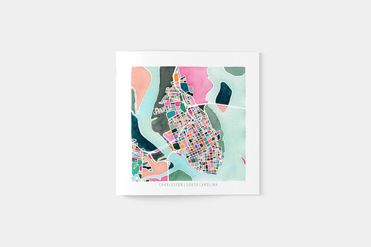 Charleston, SC street map | South Carolina mosaic watercolor painting | Housewarming gift